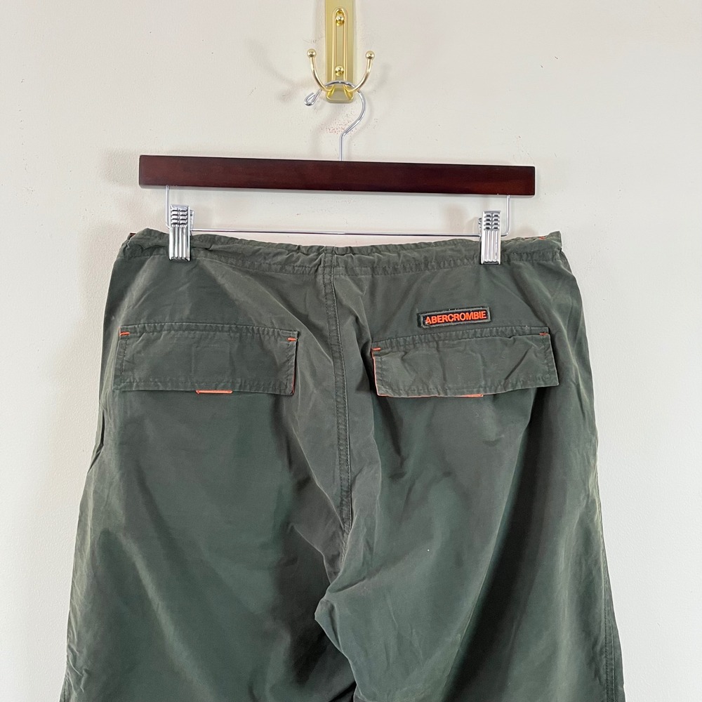 Vintage Y2K Abercrombie & Fitch Capri Pants Army Green Orange Womens 6 Utility - Picture 5 of 9